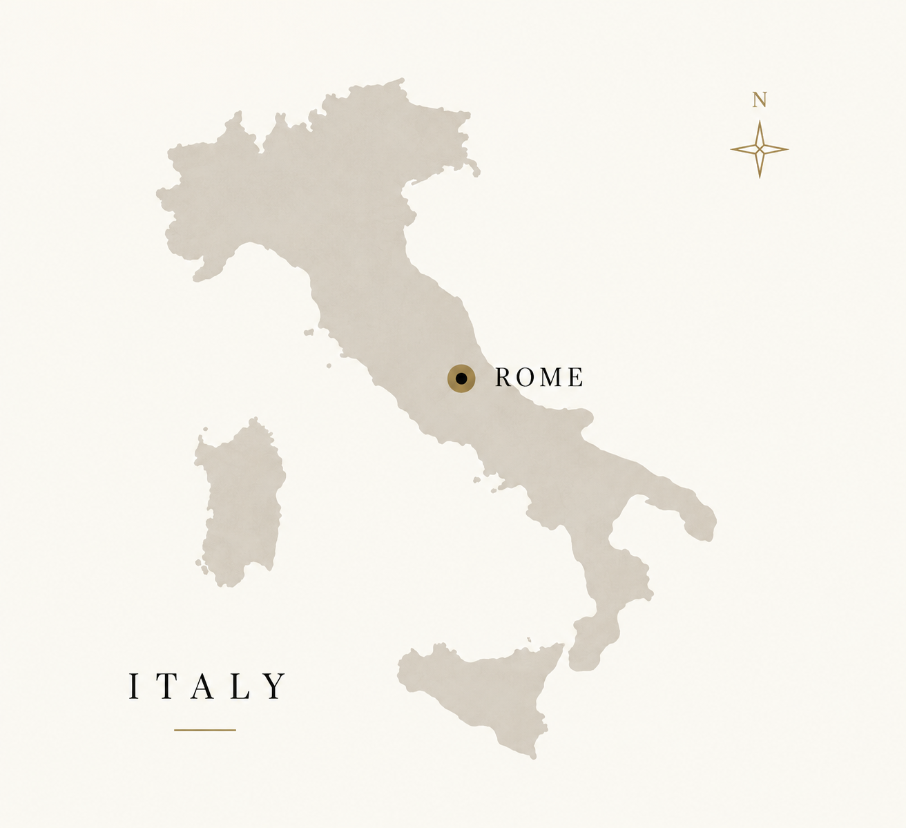 Map of Italy showing Rome